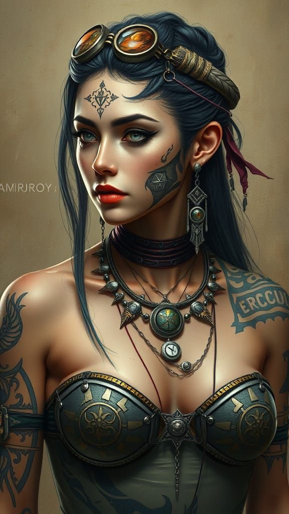 Cyberpunk Warrior Woman