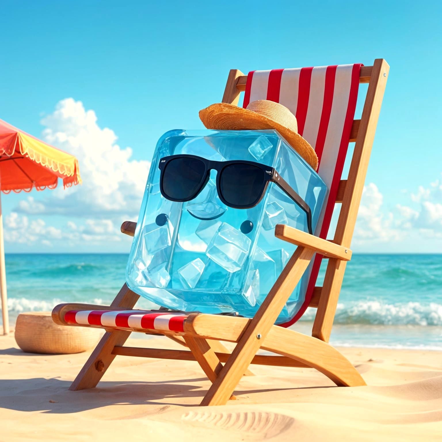 Chilling Beach Cubby in Cartoon Style