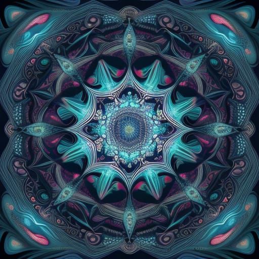 Intricate Fractal Pattern in Vibrant Electric Colors