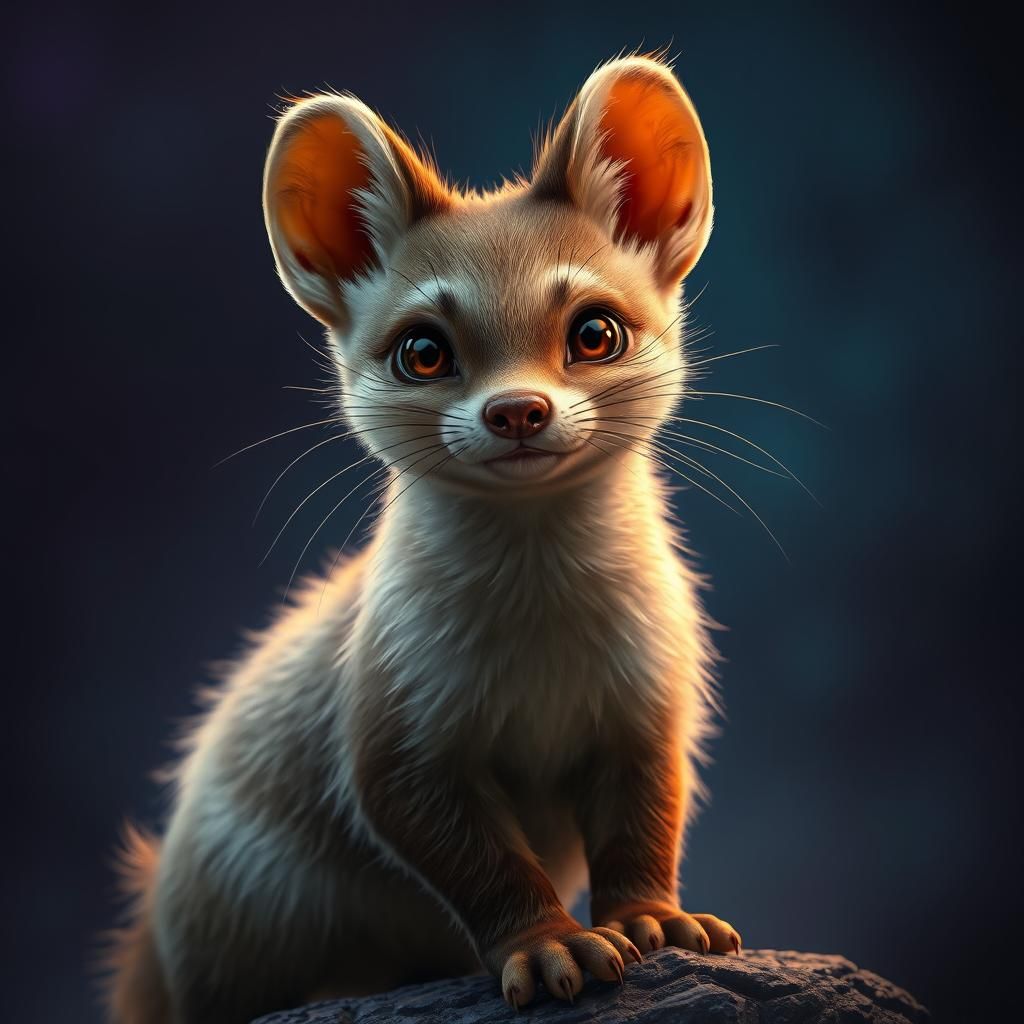 Majestic Cat-Fox-Weasel Creature in Hyperrealism