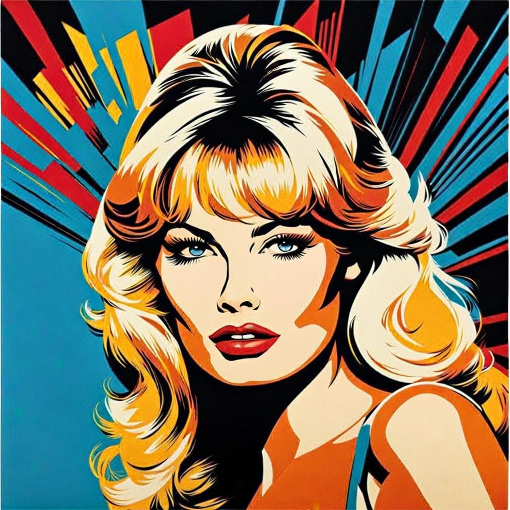 Pop Art Portrait of Brigitte Bardot in Retro Style