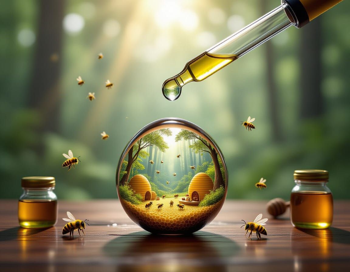 Microscopic Bee World Thriving in Water Droplet