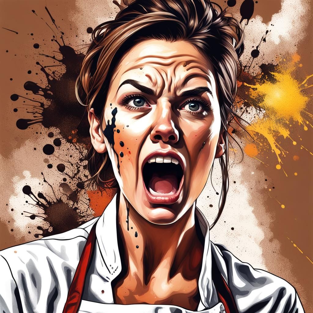 Shocked Chef in Splash Art Style