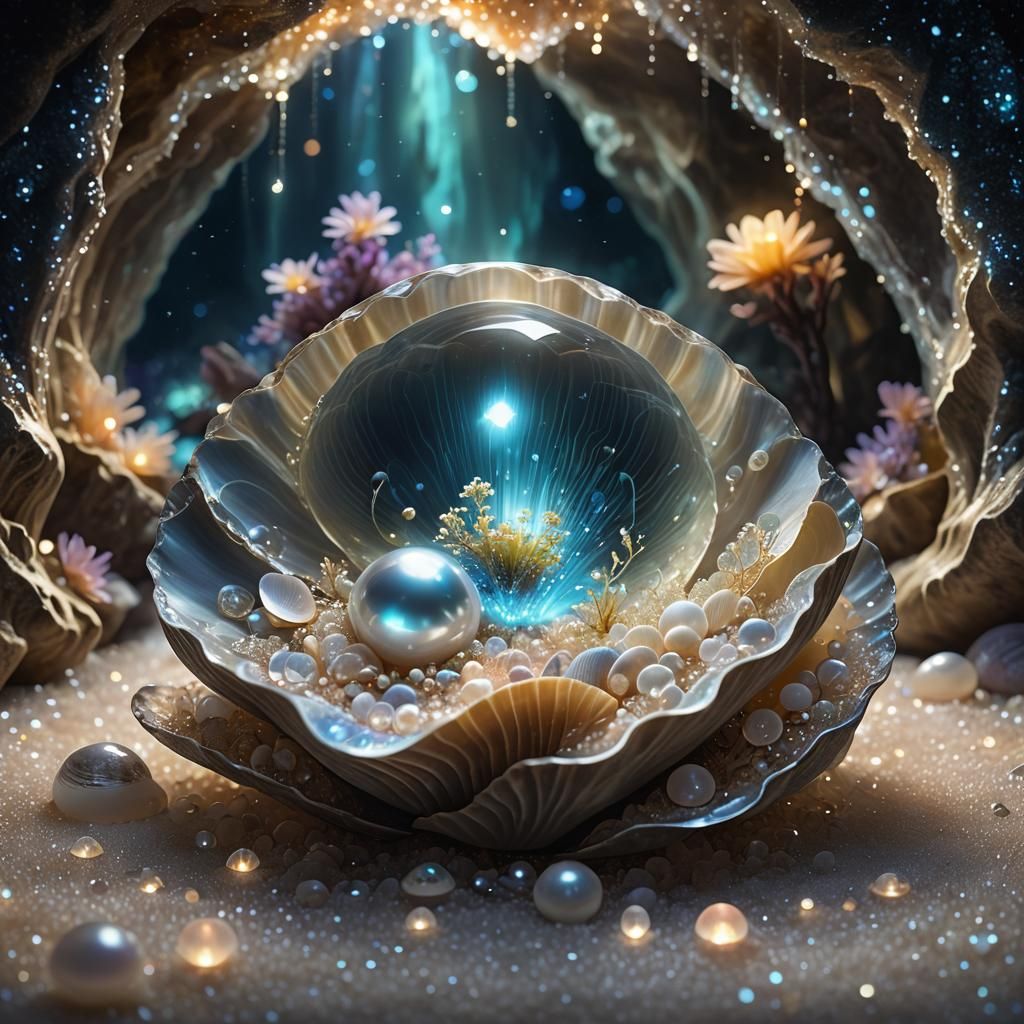 Bioluminescent Pearl in Crystal Cave