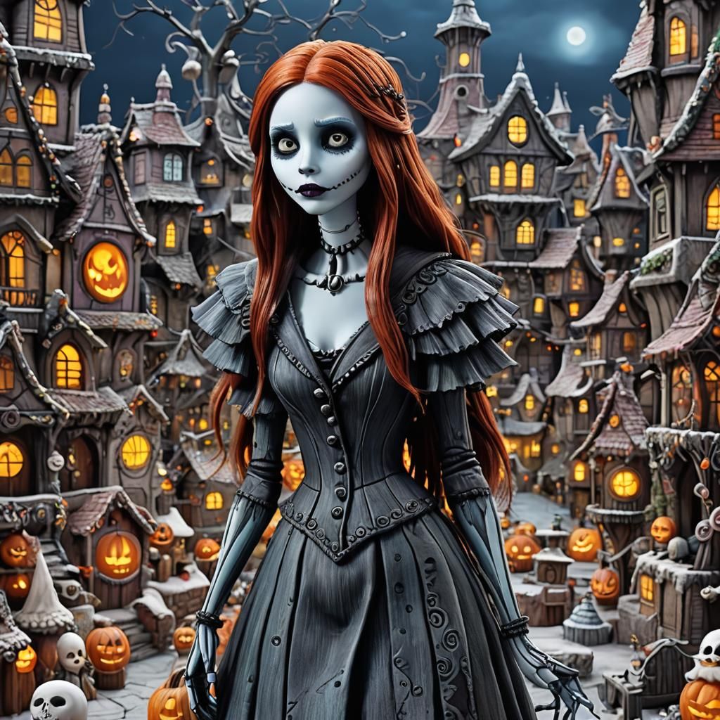 Sally in Christmas Town, Ultra Hyper Realistic Portrait