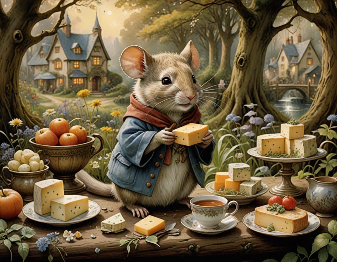 A Whimsical Mouse's Gourmet Adventure in a Cozy Village