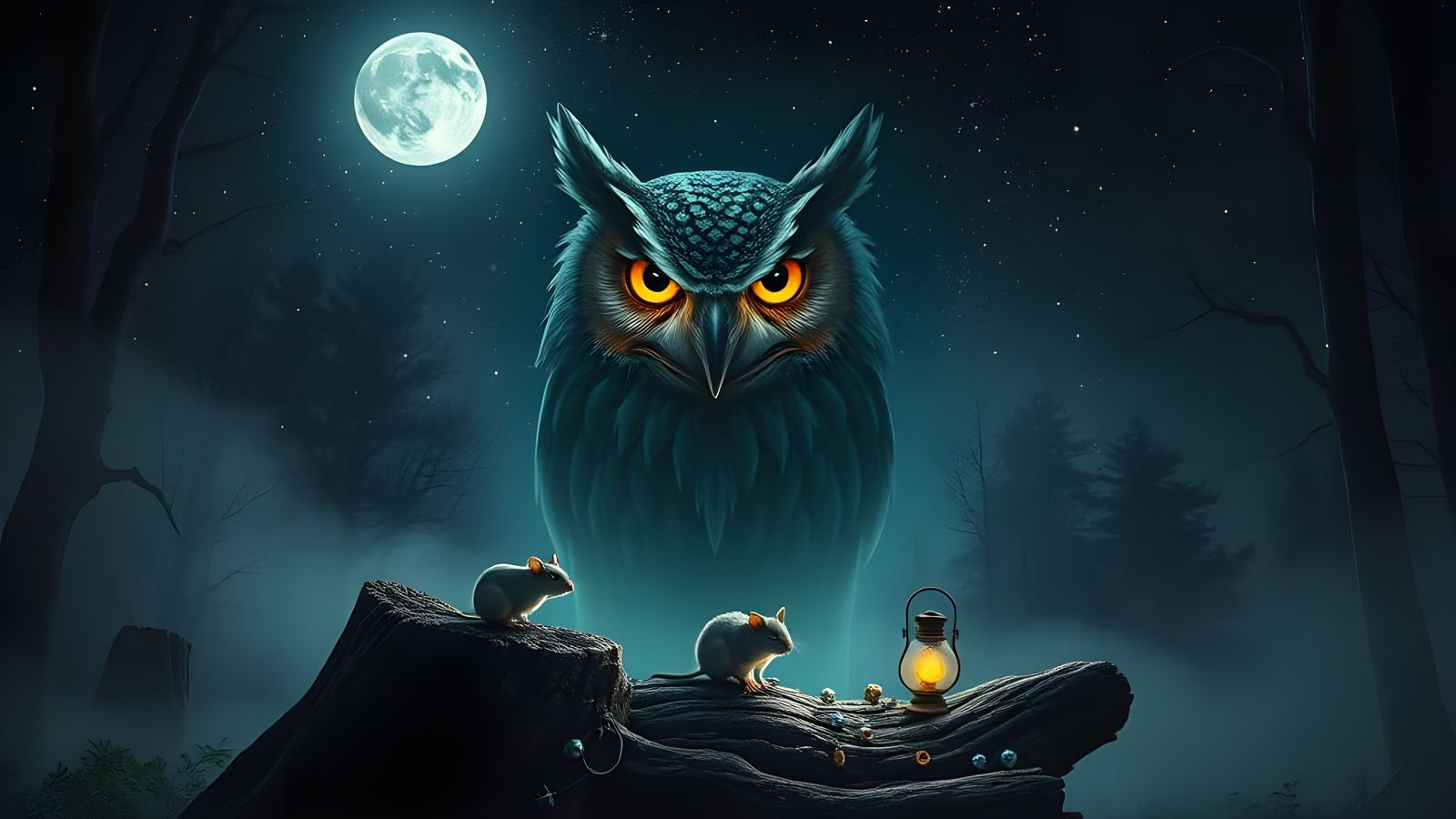 Whisper of the Cosmic Owl in Enchanted Forest