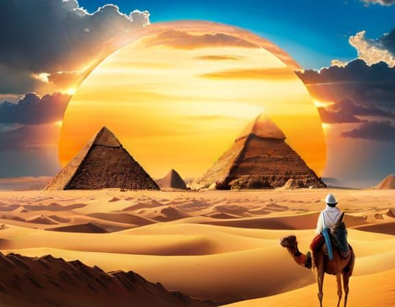Egyptian Wayfarer's Journey Through a Giant Keyhole