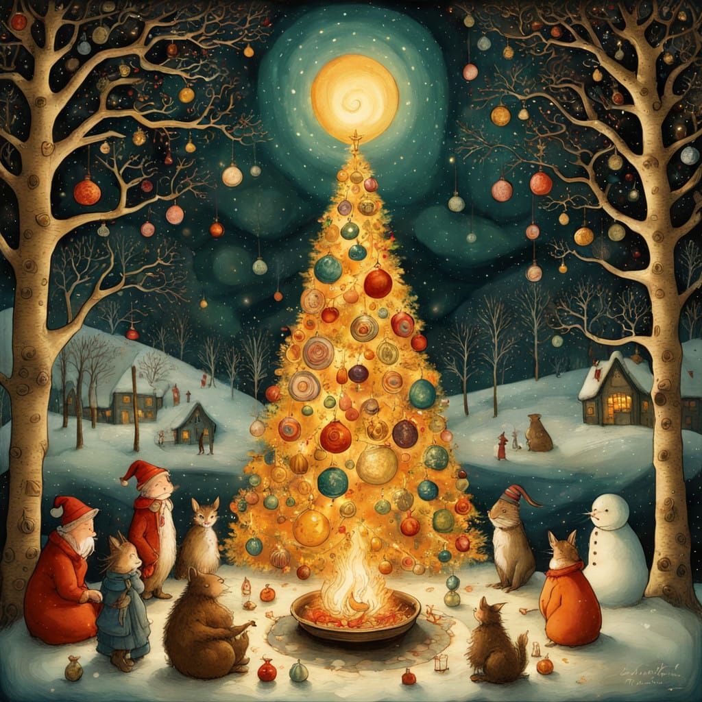 Whimsical Christmas Gathering in Folk-Art Charm