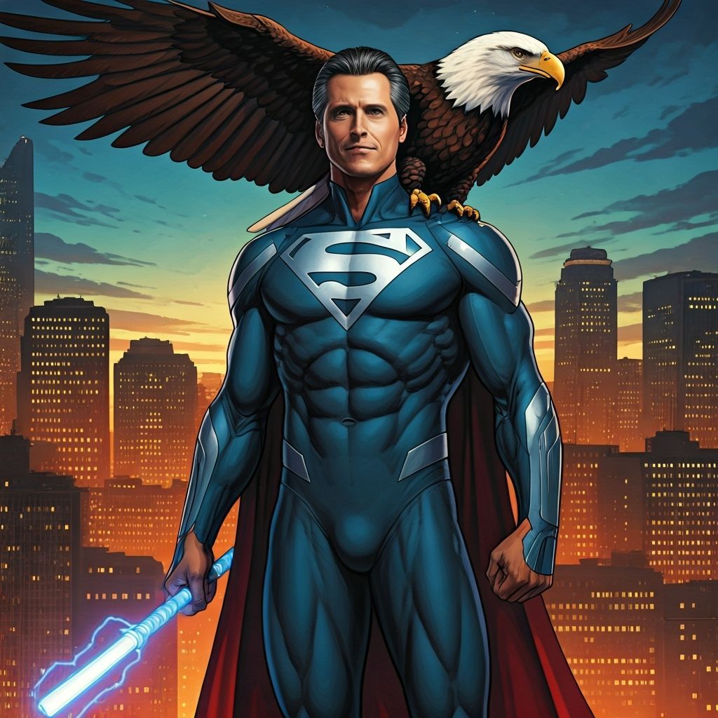 Gavin Newsom as Heroic Comic Book Character