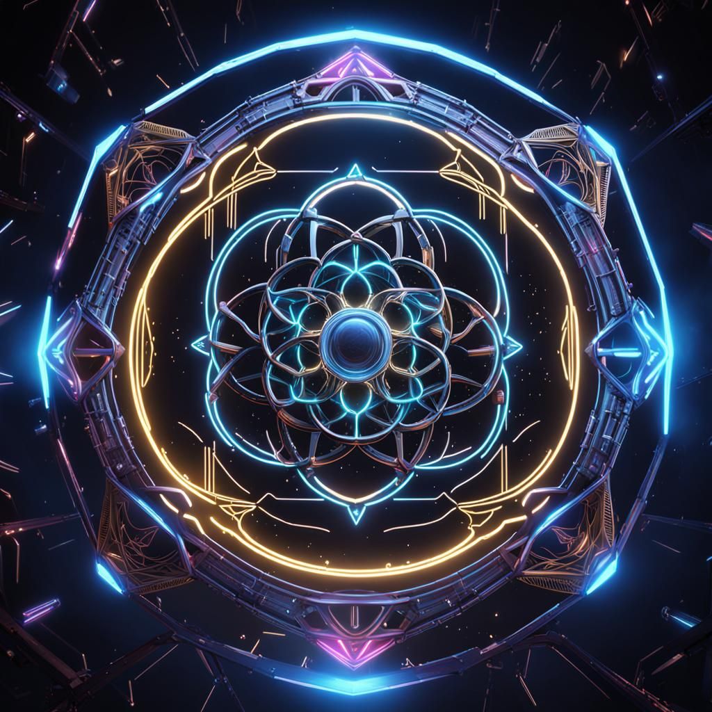 Seed of Life: Neon Sacred Geometry in 3D