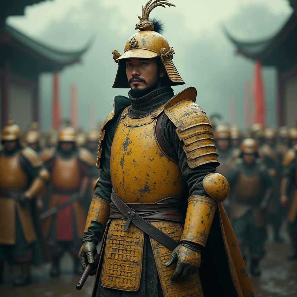 Chinese General Soldier in Weathered Plastic Armor