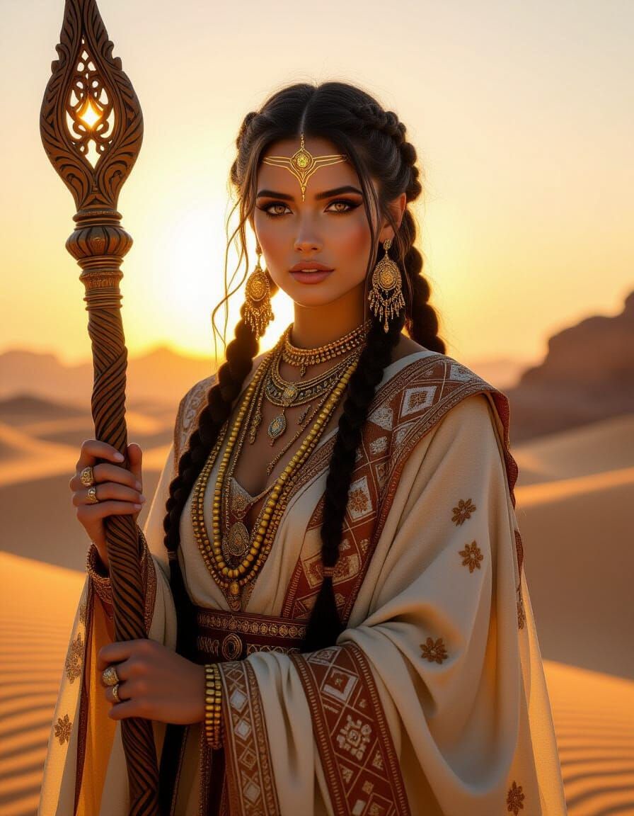 Desert Enchantress at Golden Hour: Fantasy Portrait