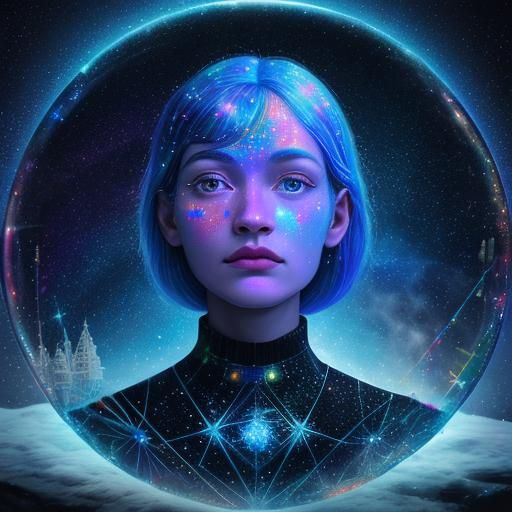 Cosmic Polar Express in Mixed Media Style