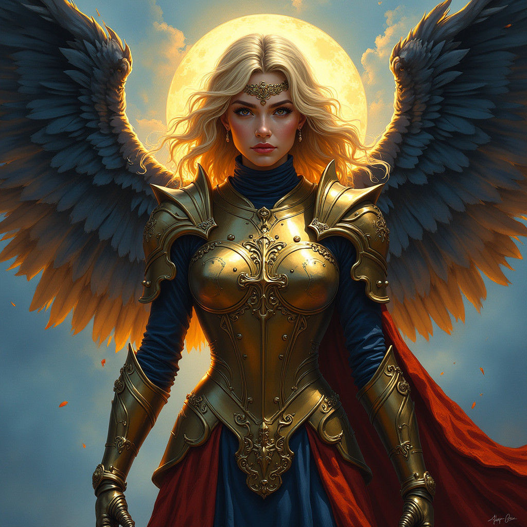 Winged Paladin Portrait in Heroic Fantasy Style