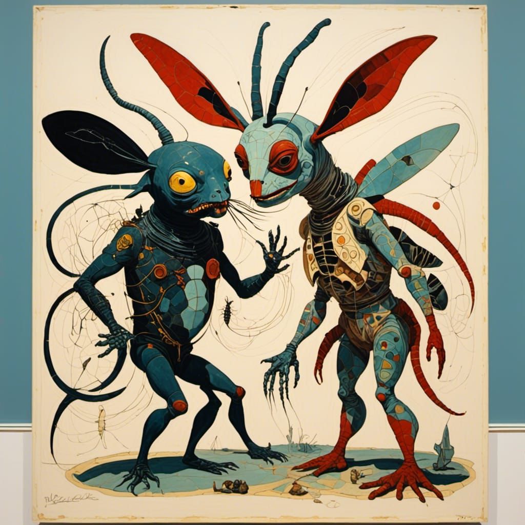 Wasp-Man and Ant-Woman Comic Book Illustration