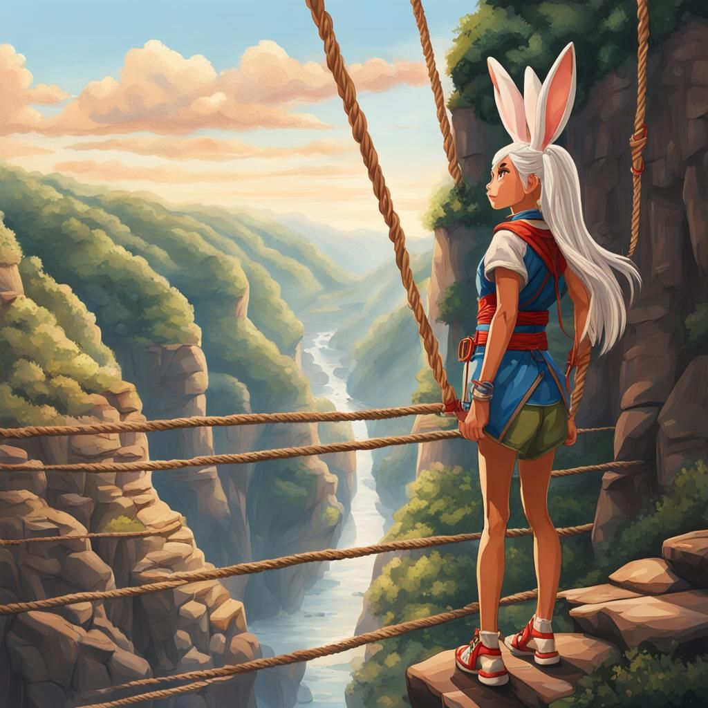 Lola Bunny as Asian Warrior on Gorge Edge