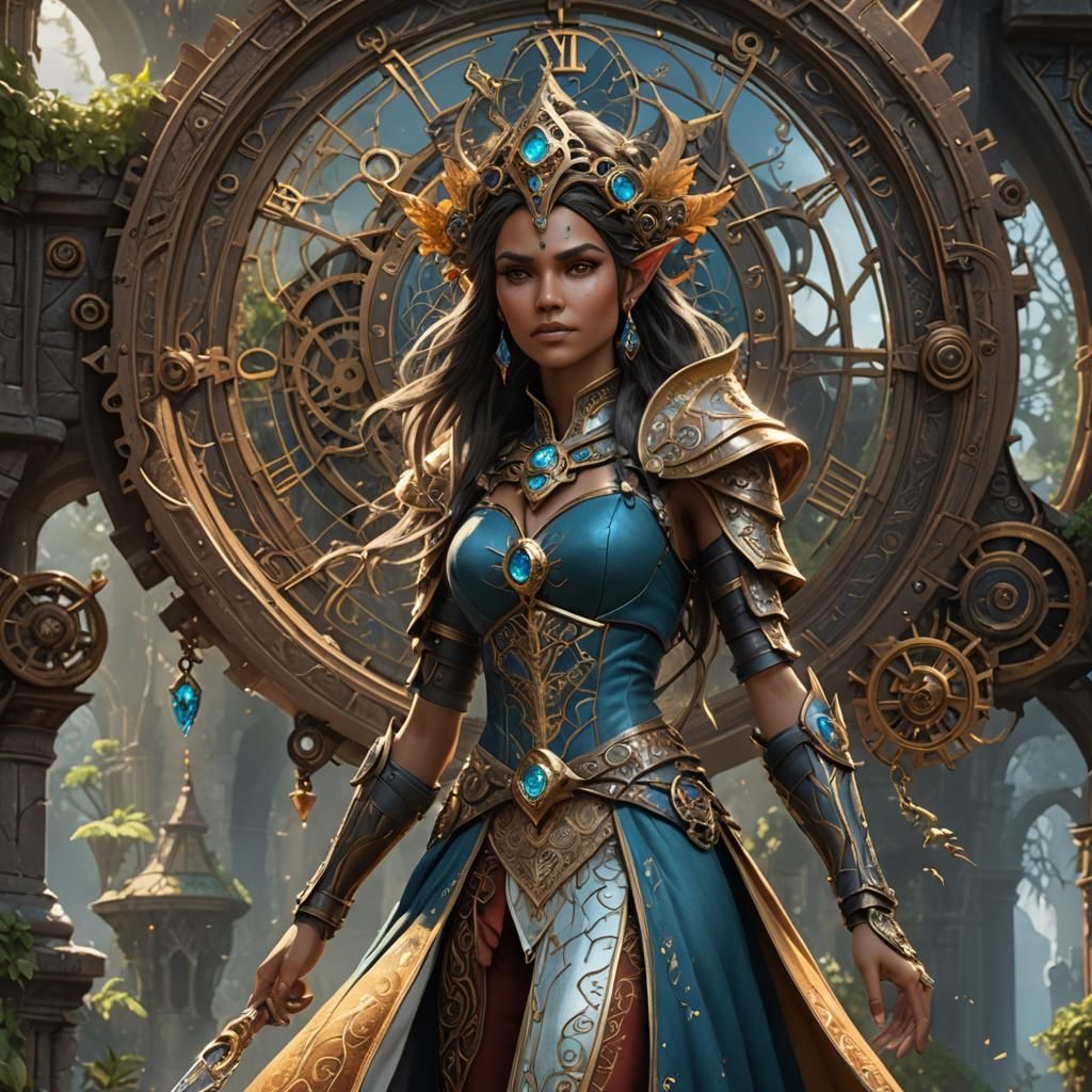 Summer Eladrin Clockwork Soul Sorcerer in Detailed Matte Pai...