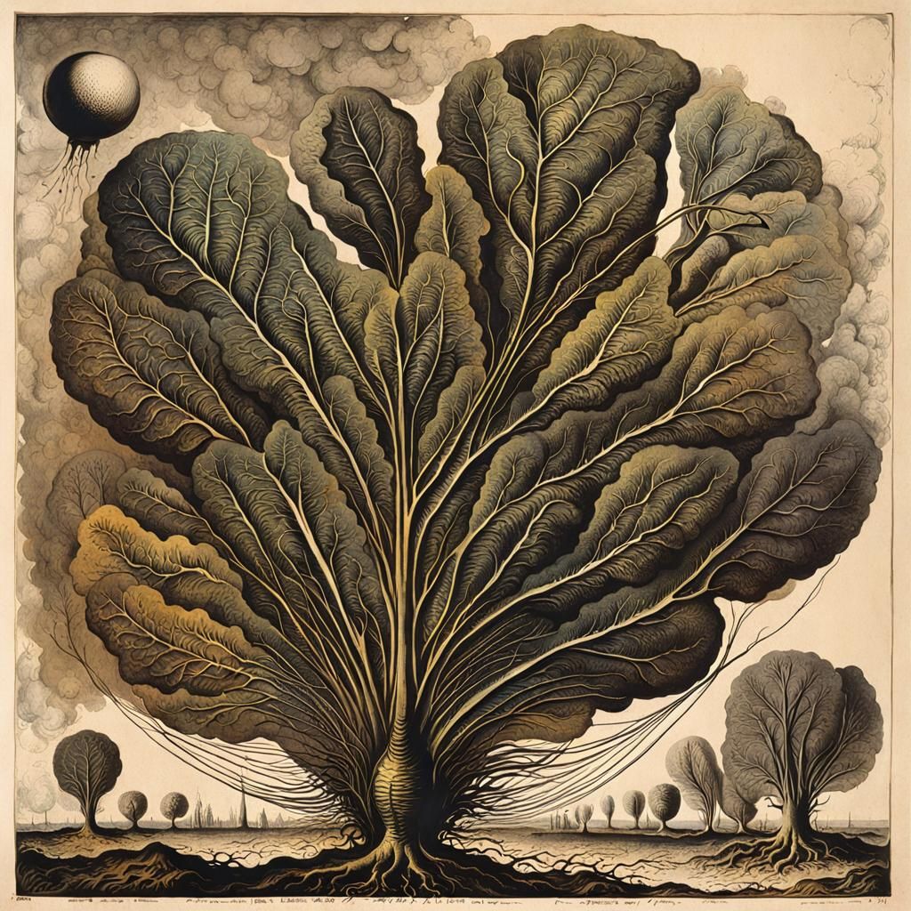 Whimsical Sugar Beet Grattage Poster Art