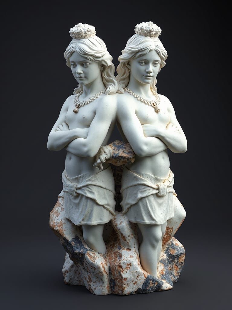 Ethereal Patron God of Conjoined Twins Marble Statue in Resi...