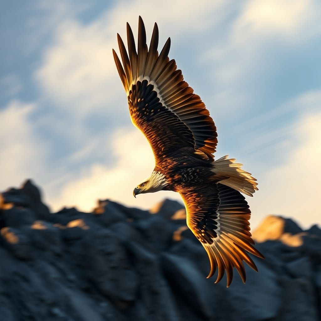 Golden Eagle Diving in Sunlight