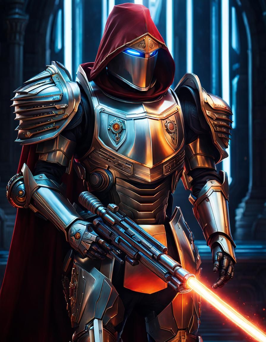 Robot Knight in Medieval Science Fiction Style