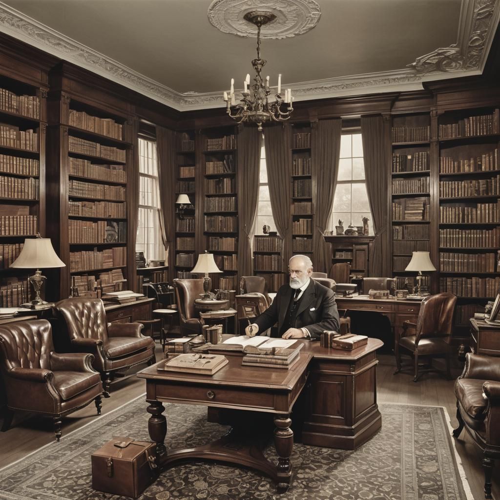 Victorian Study with Freud and Cigar UFO