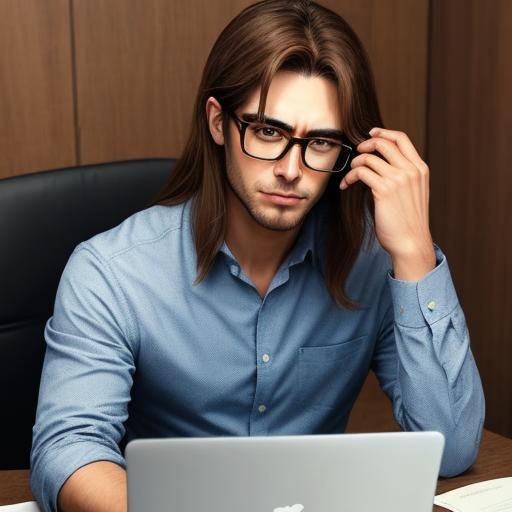 Man with Glasses Cries at Laptop