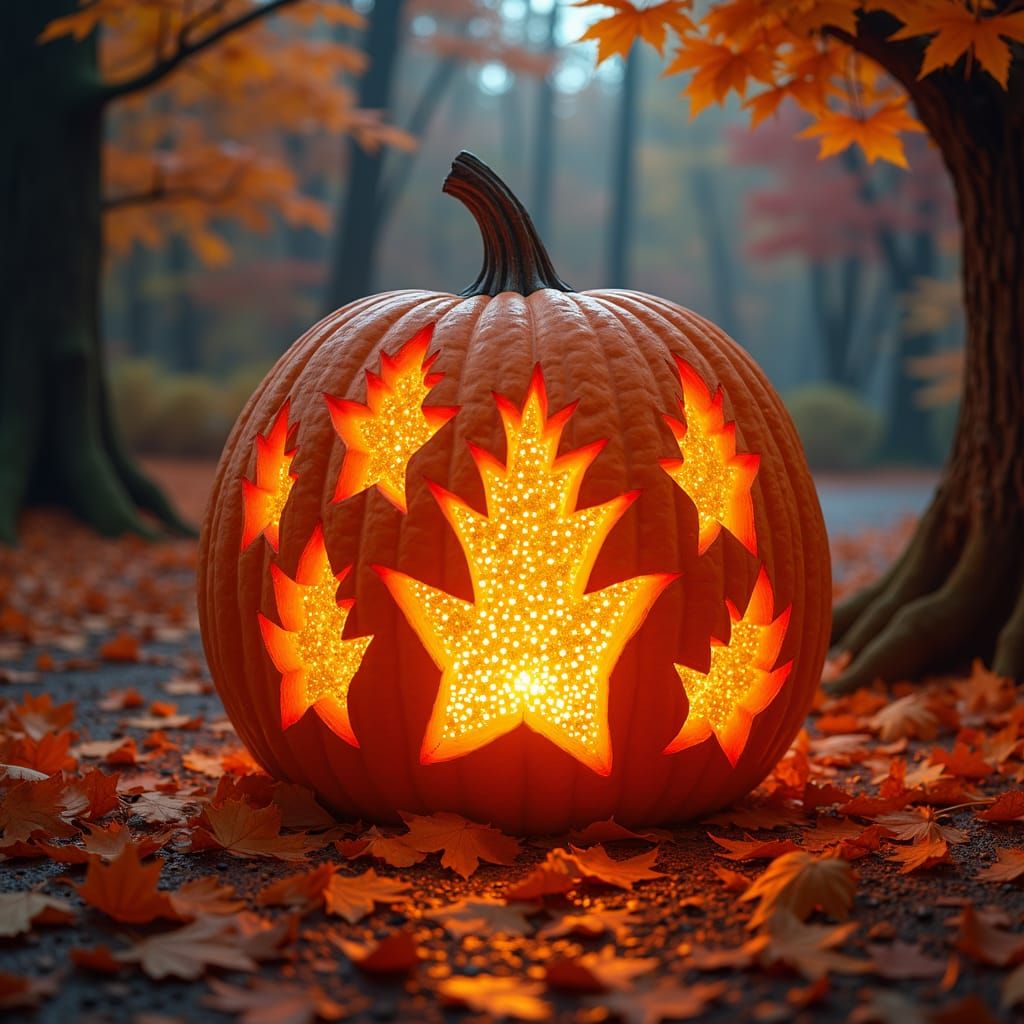 Disco Ball Pumpkin in Mystical Autumn Forest