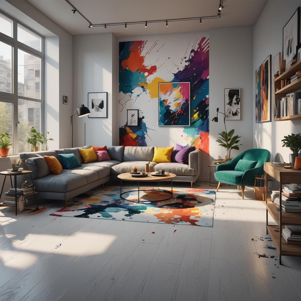 Hyperrealistic Minimalist Living Space Concept Art