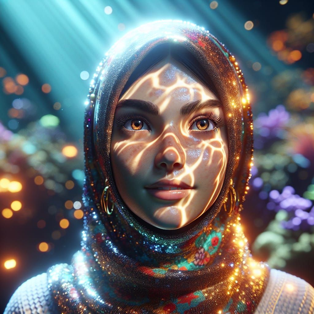 Underwater Turkish Spirit in Chiaroscuro, 16k Render