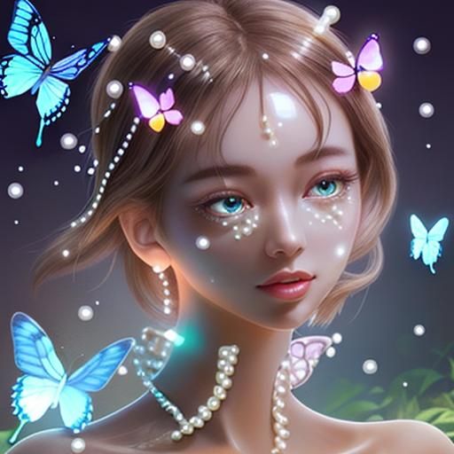 Butterfly glowing pearls