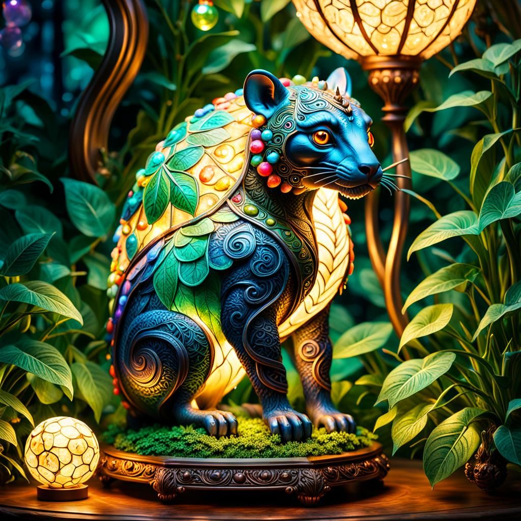 Vibrant Animal Lamp in Dreamlike Digital Art