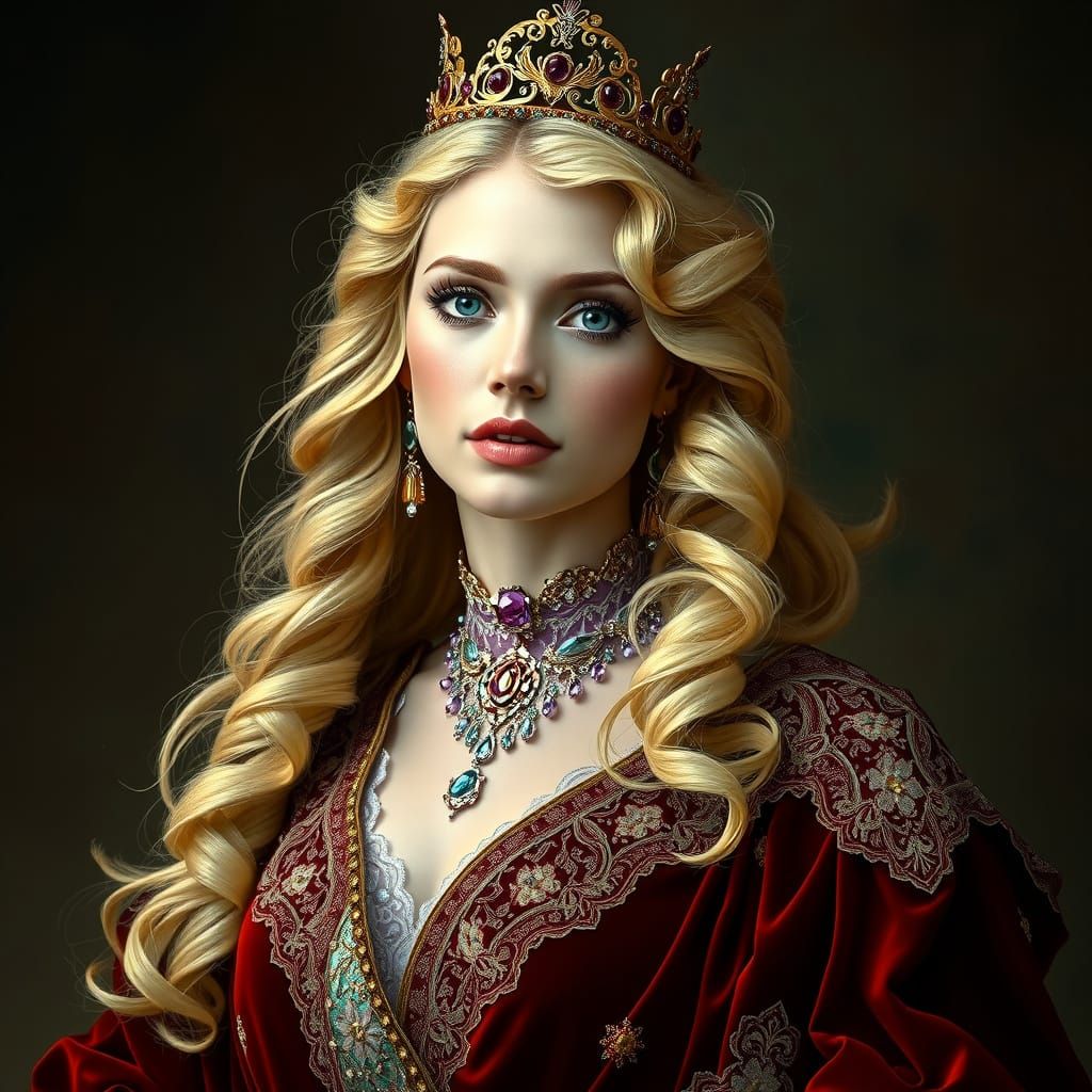 Elegant Princess in Opulent Velvet Attire