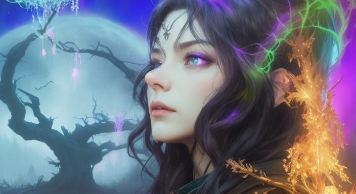 Sorcerer Summons Entity in Dark Fantasy Art