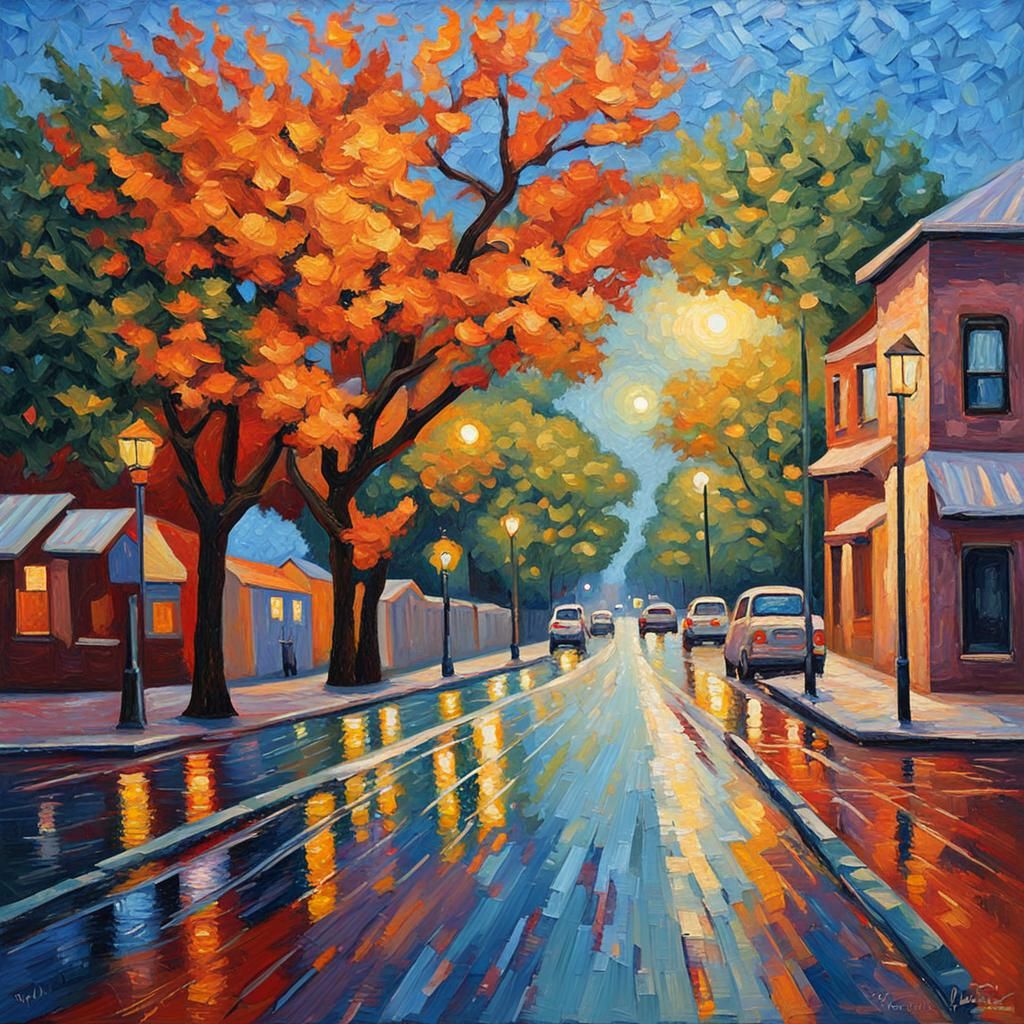 Austin, Texas: Neo-Impressionist Expressionist Oil Painting