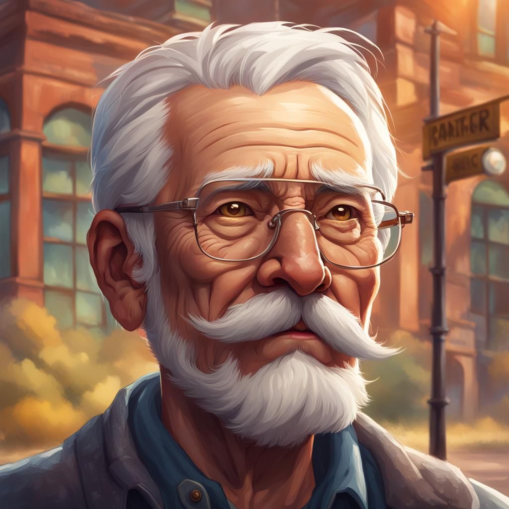 Hyperrealistic Portrait of an Elderly University Janitor