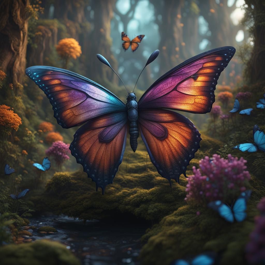 Detailed Butterfly in Fantasy Concept Art