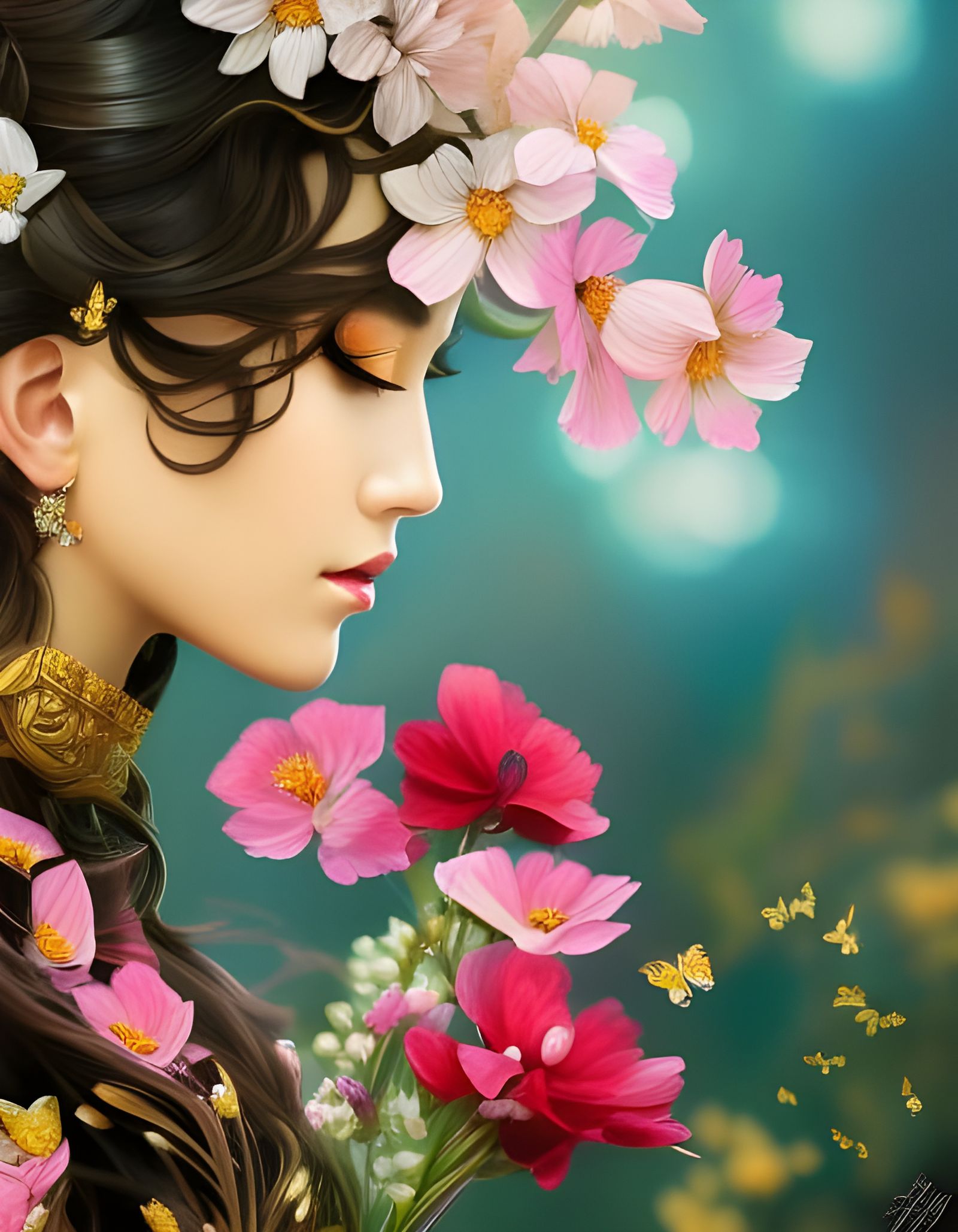 Surreal Girl with Butterflies: Abstract Digital Art