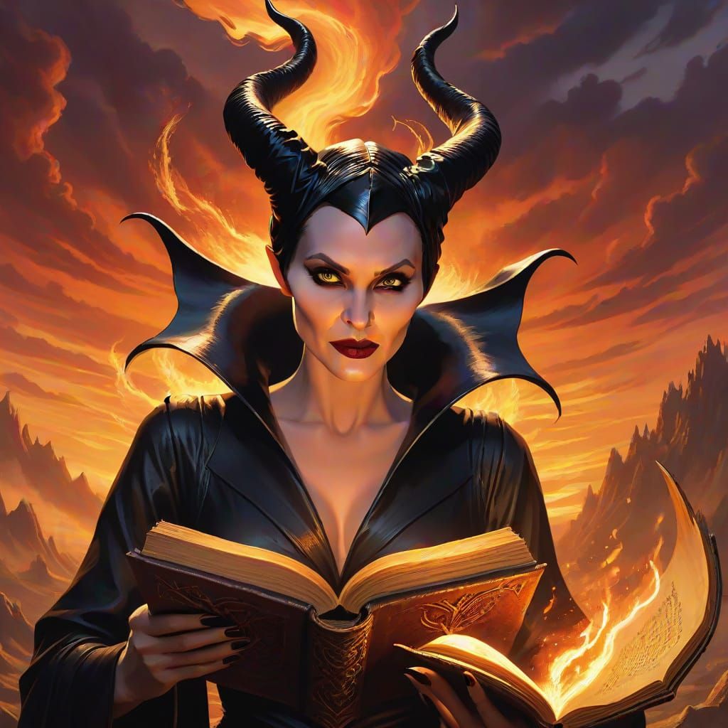 Maleficent Casting Spell in Dark Fantasy Art