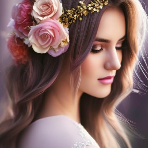 Regal Princess Portrait with Flower Crown