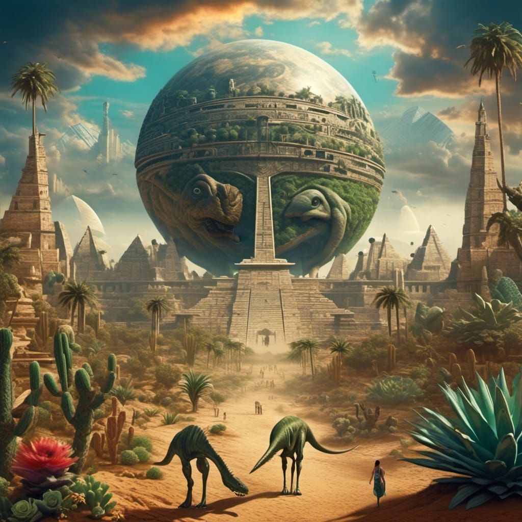 Eye of Horus with Pyramids and Spaceships