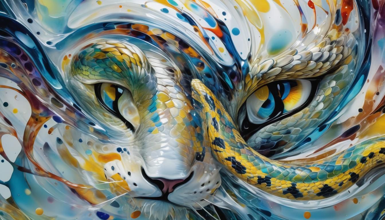 Abstract Glass Tiger in Vibrant Colors