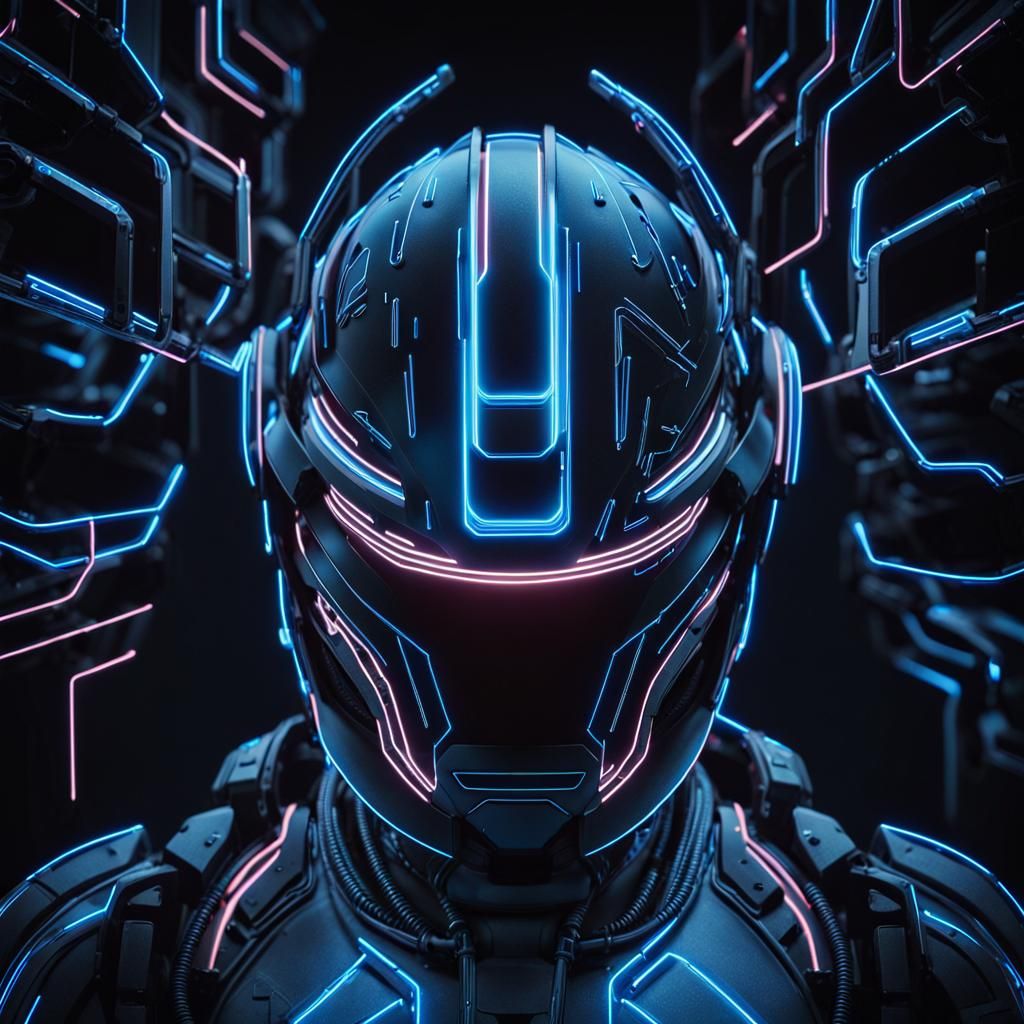 Futuristic Biometric Helmet in Cyberpunk Style