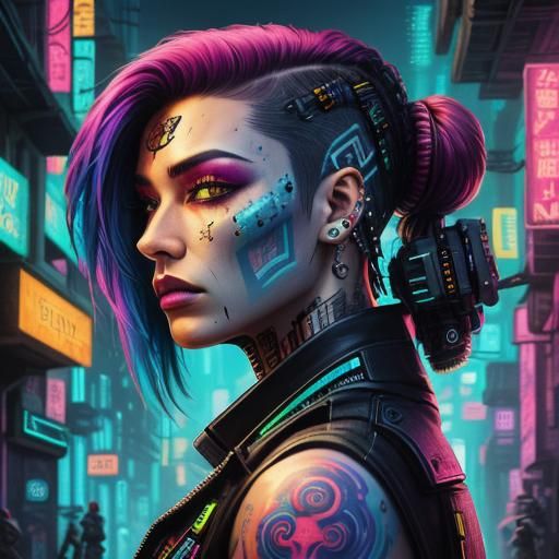 Teen Android in Cyberpunk Alleyway