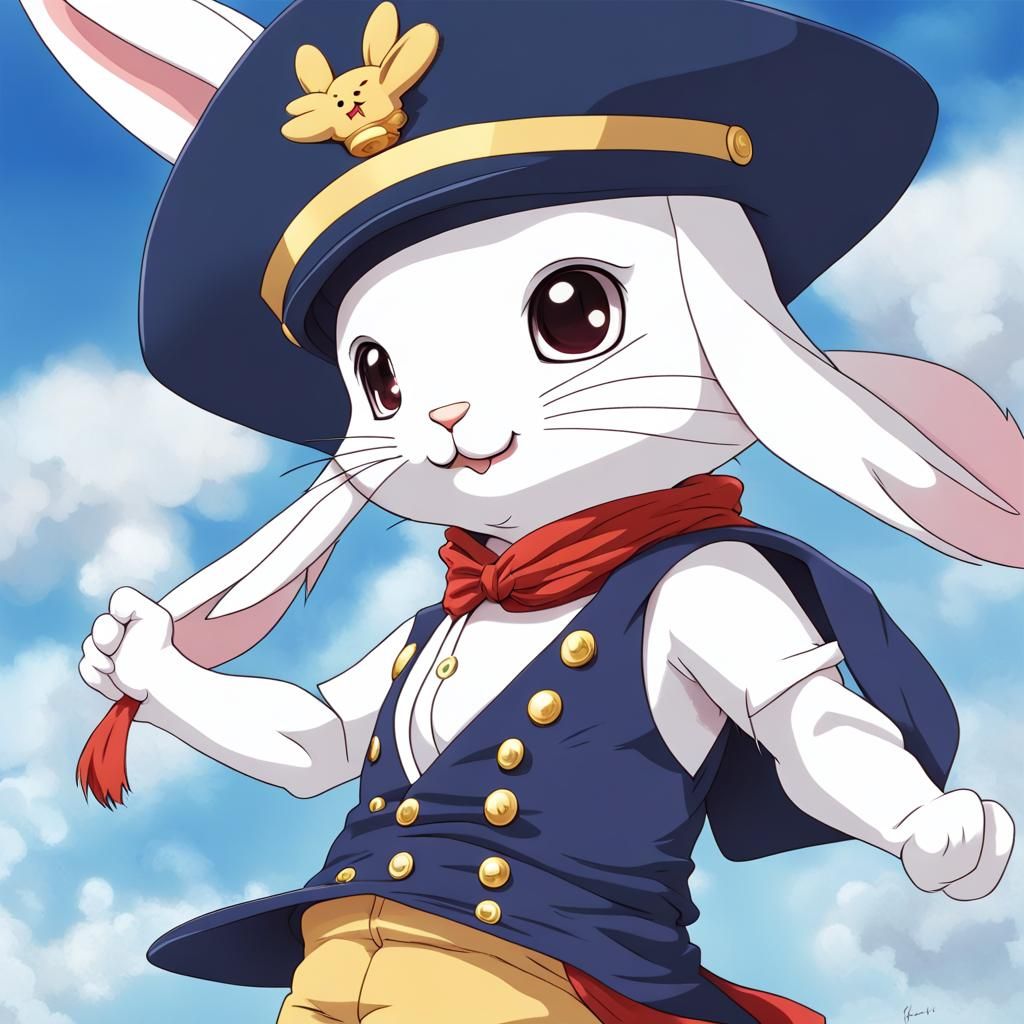 Rabbit Mink with Captain Hat in Anime Style