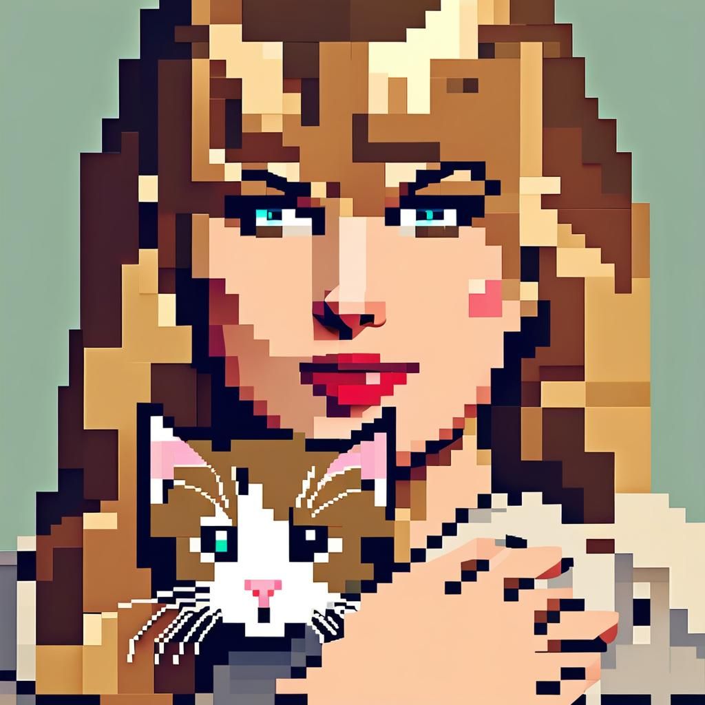 Taylor Swift Portrait in 16-bit Pixel Art