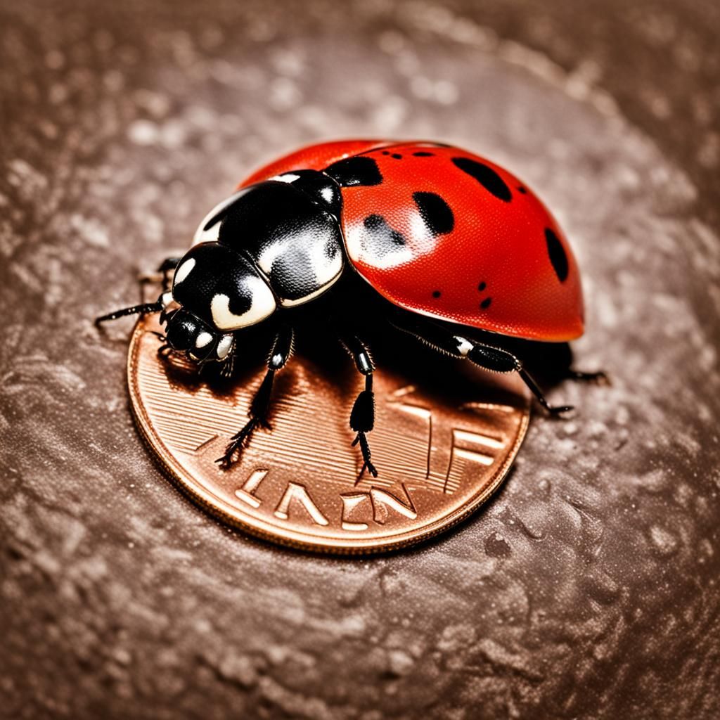 Ladybug Resting on a Copper Penny