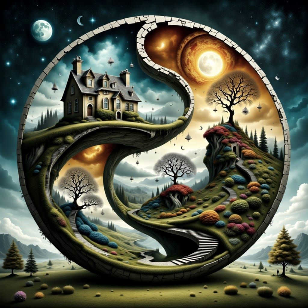 Surreal Dreamscapes: Ancient Stargate to Cloudy Skies