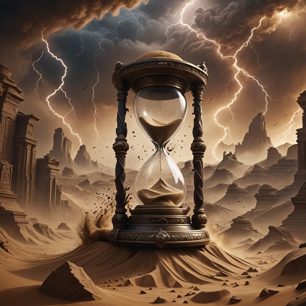 Hourglass in Sandstorm: Fantasy Concept Art